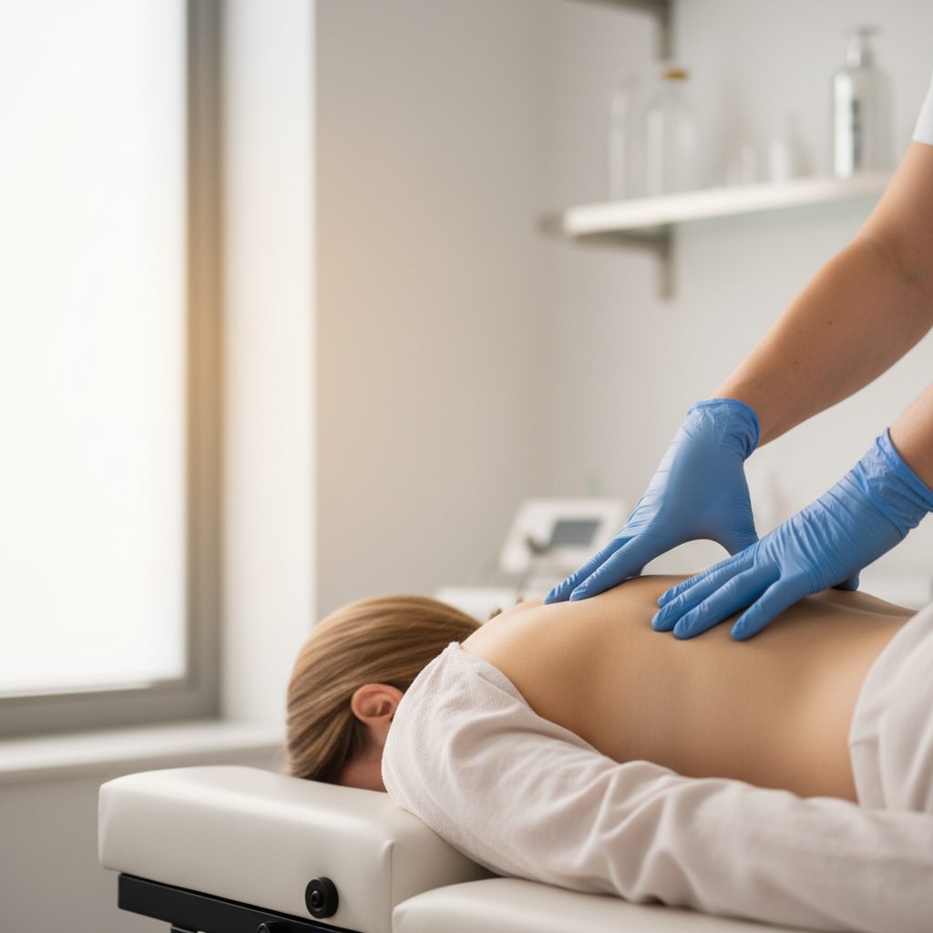 Chiropractic adjustment being performed
